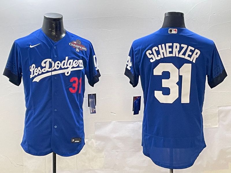 Men Los Angeles Dodgers #31 Scherzer Blue City Edition Elite Nike 2025 MLB Jersey style 3->los angeles dodgers->MLB Jersey